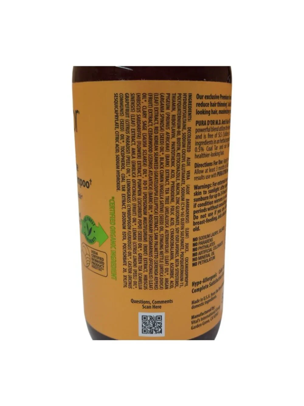Pura Dor M.D. Maximum Defense Anti Hair-Thinning Shampoo Clinical Solution 24 oz